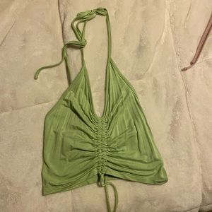 Green Halter singed tank Pacsun